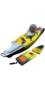 Reel Yaks Raptor Modular Fishing Kayak - 9.5ft Lightweight Sit On Top Kayak for Adults & Youth - Stable & Portable, Ideal Space-Saving Design for Travel - 380lbs Capacity