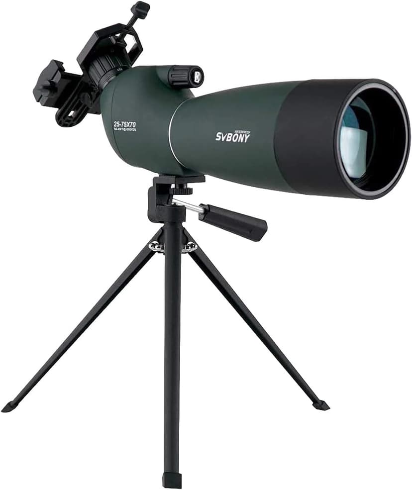 SVBONY SV28 Spotting Scopes with Tripod, Angled 25-75x70mm Spotter Scope with Phone Adapter, Waterproof Fogproof Spotting Scope for Bird Watching, Target Shooting, Wildlife Viewing