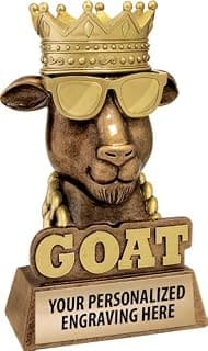 Crown Awards 7" Personalized G.O.A.T. Trophy, Goat Trophies, Greatest of All Time - Funny Award with Free Engraving – Prime B0CJ39MH38