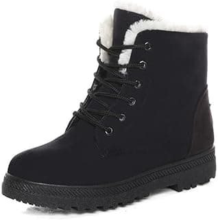 Alicegana Women Winter Boots Snow: Warm Cotton Fur Lined Winter Shoes Lace Up Comfortable Non Slip Ankle Platform Boots Outdoor