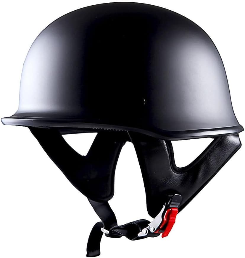 1Storm Novelty Motorcycle Half Face Helmet Open German Style DOT Approved: HKY602 Matt Black