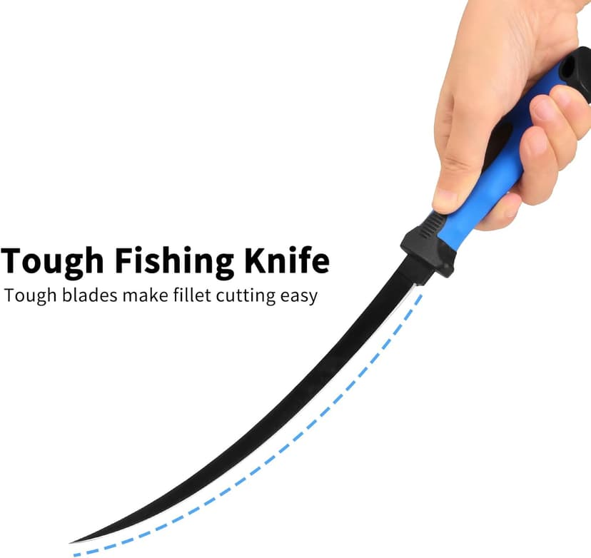 Fish Fillet Knife Set, For Trout Fishing Catfish Cleaning and Meat Cutting, Stainless Steel Blade , Includes 5", 6", 7", 9", XL 9" knife, Sharpening Rod, Glove, Towel, Storage Bag. For Kitchen, Boat
