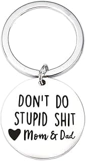 Funny Keychain Gift for Teenager from Mom, Don't Do Stupid Shit Keychain, Gift for Son Daughter Kids, Go to College Presents