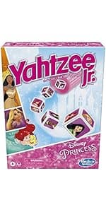 Hasbro Gaming Yahtzee Jr.: Disney Princess Edition Board Game for Kids Ages 4 and Up, for 2-4 Players, Counting and Matching Game for Preschoolers (Amazon Exclusive)