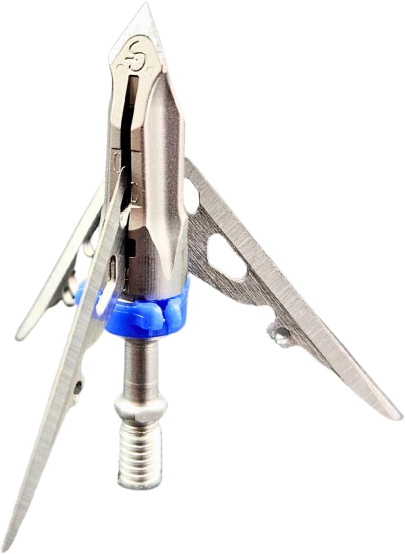 G5 Megameat 3-Blade Expandable Broadheads | 3-Pack | 100/125 Grains | Razor Sharp 2" Cutting Diameter Mechanical Blades | Screw in | Compound & Recurve Compatible | 1 BMP Practice Tip Included