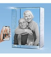 Personalized 3D Crystal Photo, Picture Cube Idea Gift With Your Own Photo, Customized Christmas, Birthday, Wedding Memorial, Mother's Day, Couples Gift for Women, Wife, Husband, Men - Small Portrait
