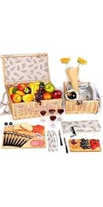 Hap Tim Picnic Basket Backpack for 2 Person with 2 Insulated Cooler Compartment, Wine Holder, Fleece Blanket, Cutlery Set, Wedding Gifts for Couples, Bridal Shower Gifts, Engagement Gifts