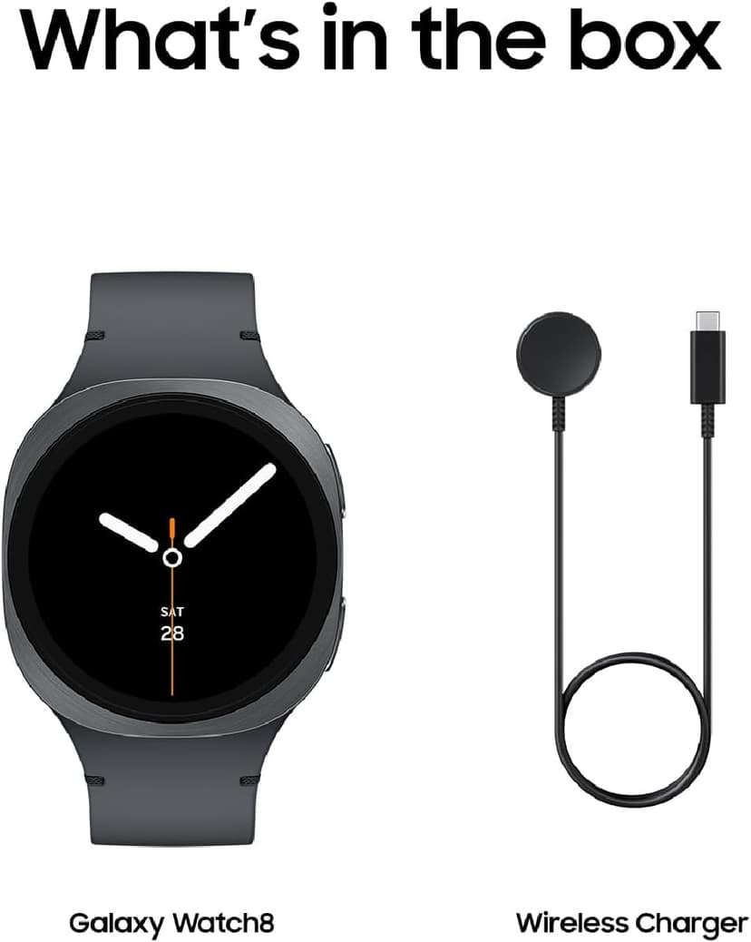 Samsung Galaxy Watch 8 (2025) 40mm Bluetooth Smartwatch, Cushion Design, Fitness Tracker, Sleep Coaching, Running Coach, Energy Score, Heart Rate Tracking, Graphite [US Version, 2 Yr Warranty]