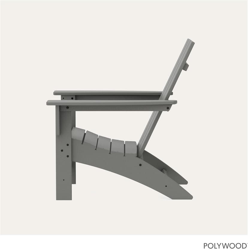 Polywood Modern Adirondack Chair – All-Weather Outdoor Lawn Adirondack Chairs – HDPE, Fade-Resistant & Durable Outdoor Furniture – For Patio, Deck & Fire Pit Chairs – Grey