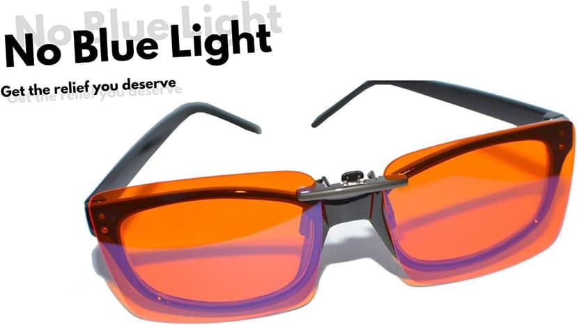 Vyzia Clip On Blue Light Blocking Glasses For Sleep | Fits Over Prescription Glasses, Orange Lenses Help Reduce Computer Eye Strain and Induce Sleep