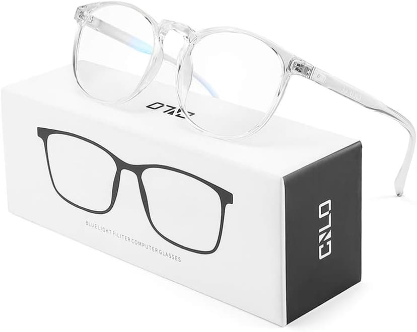 CNLO Blue Light Blocking Glasses,Computer Glasses,Anti Eyestrain, Lightweight Frame Eyeglasses,Men/Women… (Crystal)