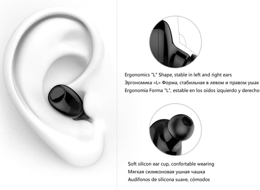 NVAHVA Bluetooth Earbud 10 Hrs Playtime, Single Wireless Earphone, Mini Hands-Free Mic Car Headphone, Truck Drivers Headset, Cell Phone Bluetooth Earpiece for iOS Android Smart Phones PC TV Audiobook