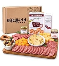 Deluxe Meat and Cheese Gift Basket – Gourmet Charcuterie Assortment Charcuterie Food Items, Meat Cheese Assortment, Food Gifts for Men, Tailgating, Business, Congratulations, Care Packages, Thanksgiving and Christmas Gifts - 11-item Bundle