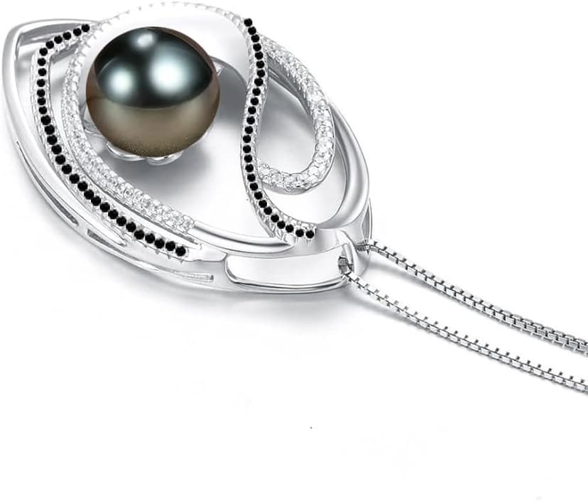 NONNYL Mothers Day Gifts for Mom, Wife, Women - Tahitian Black Pearl Necklace - Wedding, Birthday, Anniversary, Valentine's, Christmas Jewelry B0CSKR4M5V
