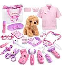 A gift for girls birthday Christmas, Encourages caring role play, builds confidence, stays neatly organized Meland Doctor Kit with Puppy for Girls, Pretend Play Toy Gift for Ages 3–6 B09PD6YWF1