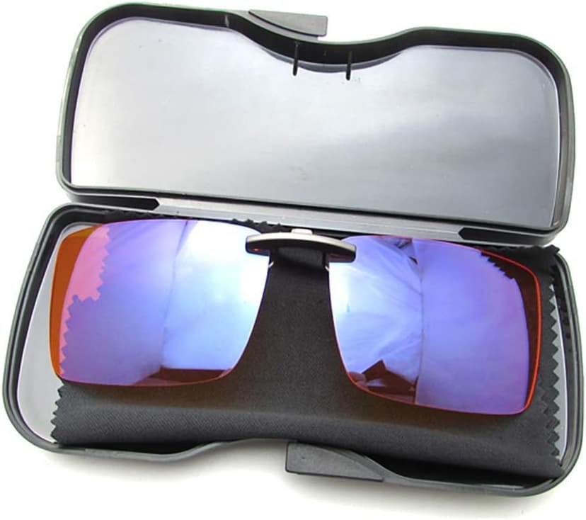 Vyzia Clip On Blue Light Blocking Glasses For Sleep | Fits Over Prescription Glasses, Orange Lenses Help Reduce Computer Eye Strain and Induce Sleep