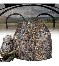 FUNHORUN Hunting Blind 270/360 Degree See Through Ground Blind，2/3 Person Soft Material Pop-Up Camouflage Tent，Easy-Fold Portable Concealed Shelter with Carrying Bag