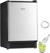 VEVOR Undercounter Built-in Ice Maker, 15 Lbs/Day Under Counter Ice Maker Machine with Reversible Door Stainless Steel, Freestanding Ice Maker for Commercial Home Kitchen, No Drain Required