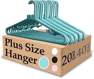 Urby Extra Wide Hangers for Plus Size Clothes, 19 Inch Plus Size Hangers, Durable Space-Saving Plastic Hanger for Oversized or XL, XXL Shirts, Coats, Etc. Green 20PK