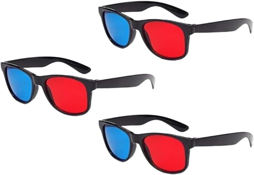 3Pcs Red and Blue 3D Glasses Universal TV Movie Dimensional Video Frame 3D Glasses DVD Game Glass 3D Style Glasses for 3D Movies Games, 3D Viewing Glasses, Televisions and Video