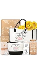 50th Birthday Gifts for Women Her, Cool Gifts for 50 Year Old Woman, Fifty Birthday Canvas Tote Bag Glass Cup Candle Gift Basket Ideas Daughter Mom Sister Friend Wife Coworkers