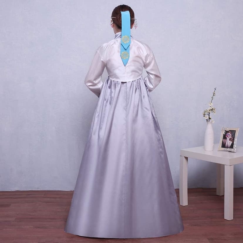 XINFU Korean Traditional Women's Hanbok Set Long Sleeve Colorful Dress Cosplay Costume