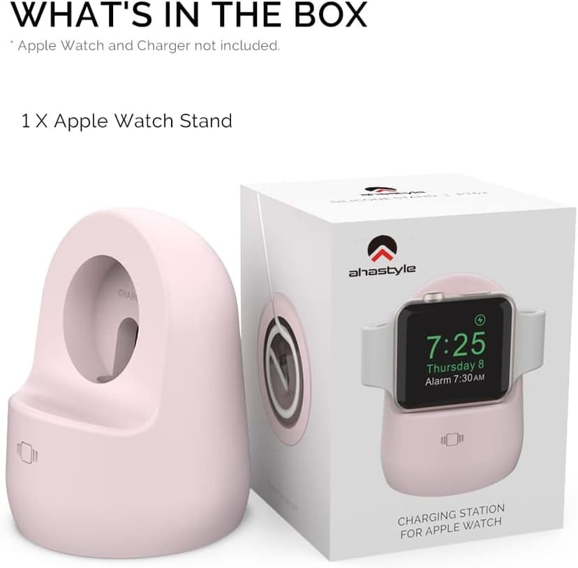 AhaStyle iWatch Stand Silicone Charging Dock Holder for Apple Watch Ultra 2, Ultra, SE2, Series SE, 7 6 5 4 3 2 1 (45/44/42/41/40/38mm), (Pink)