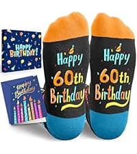 HAPPYPOP 50TH 60TH Birthday Gift Ideas - Men Birthday Socks for 50 60 Year Old Man Dad Him