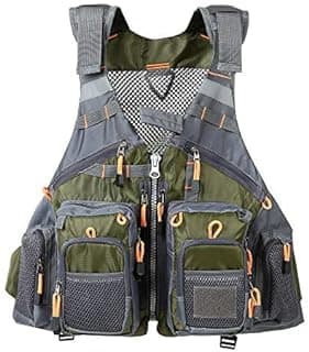 JKSPORTS Fly Fishing Vest - Fishing Safety Life Jacket for Swimming, Sailing, Boating, Kayak - Floating Multifunction Breathable Backpack for Men and Women - Adjustable, Grey/Green/Red/Blue