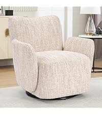 CANMOV Swivel Accent Chair with Armrest, Modern 360 Degree Swivel Barrel Chair with Curve Back and Soft Cushion,Comfy Round Sherpa Teddy Armchair Single Sofa for Living Room,Bedroom,Waiting Room,Beige