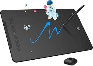 XPPen Updated Deco 01 V3 Drawing Tablet, 16384 Pressure Sensitivity, 8 Custom Shortcuts, 220 Report Rate for OSU Drawing Pad, Remote Teaching & Animation, Compatible with Android, Windows, macOS