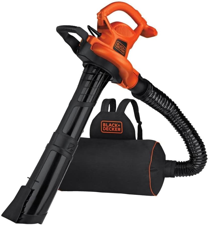 BLACK+DECKER Leaf Blower, Leaf Vacuum and Mulcher 3 in 1, Backpack Blowers for Lawn Care,250 mph Airflow, 400 cfm Delivery Power, Reusable Bag Included, Corded (BEBL7000)