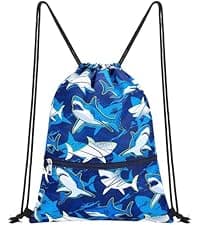 Shark Large Mesh Beach Bag for Kids, Kids Drawstring Beach Backpack for Boys, Tote Mesh Beach Toys Bag, Swim Pool Toys Balls Storage Bags Gym Bag, Beach Toy Shells Organizer