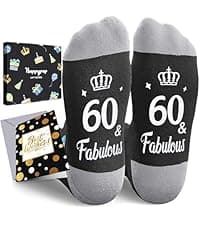HAPPYPOP Birthday Gifts for Mom Dad - Ideal Socks for Seniors in 50s with Greeting Card