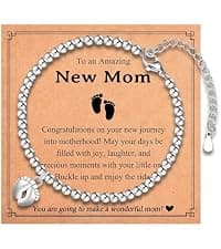 First Mothers Day Birthday Christmas Pregnancy Gifts for 1st Time Mom Gifts for New Mom Pregnant Women Mom to Be, Feet Charm Bracelet Jewelry B0CZMLLHL2