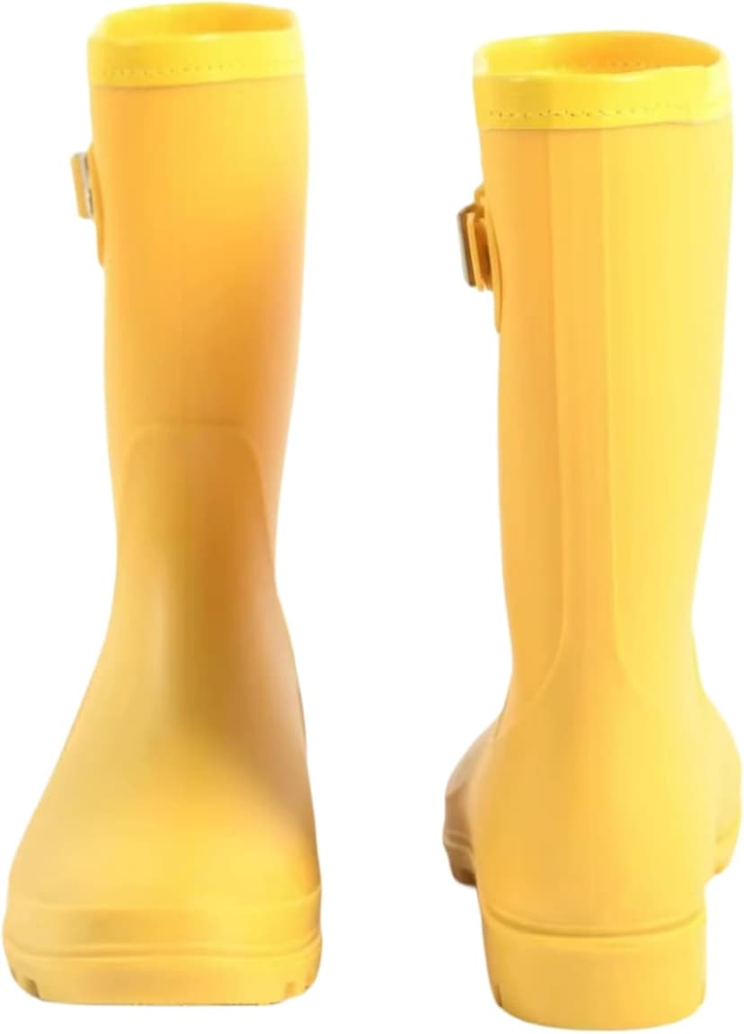 Fubotao Women's Mid Calf Rain Boots Waterproof Fashion Garden Shoes Anti-slipping Rainboots For Women Comfortable Insole Light Rain Shoes