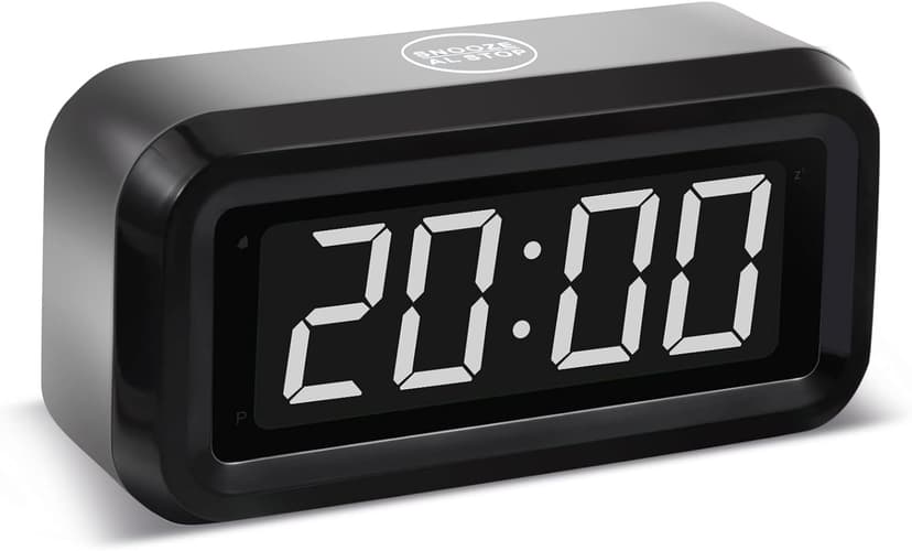 Timegyro Digital Alarm Clock Battery Operated with LED Display for Bedrooms, Long Battery Life for 12 Months, 3 Brightness Adjustable, 12/24 Hour, Snooze, Black Case with White Digits