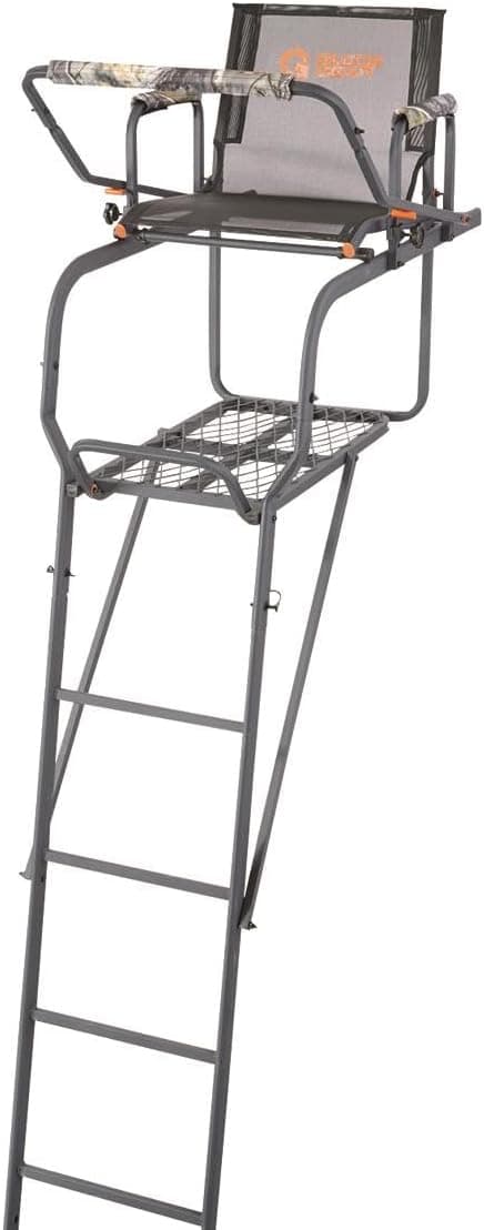 Guide Gear 15.5' Ladder Tree Stand for Hunting with Mesh Seat, Hunting Gear, Equipment, and Accessories