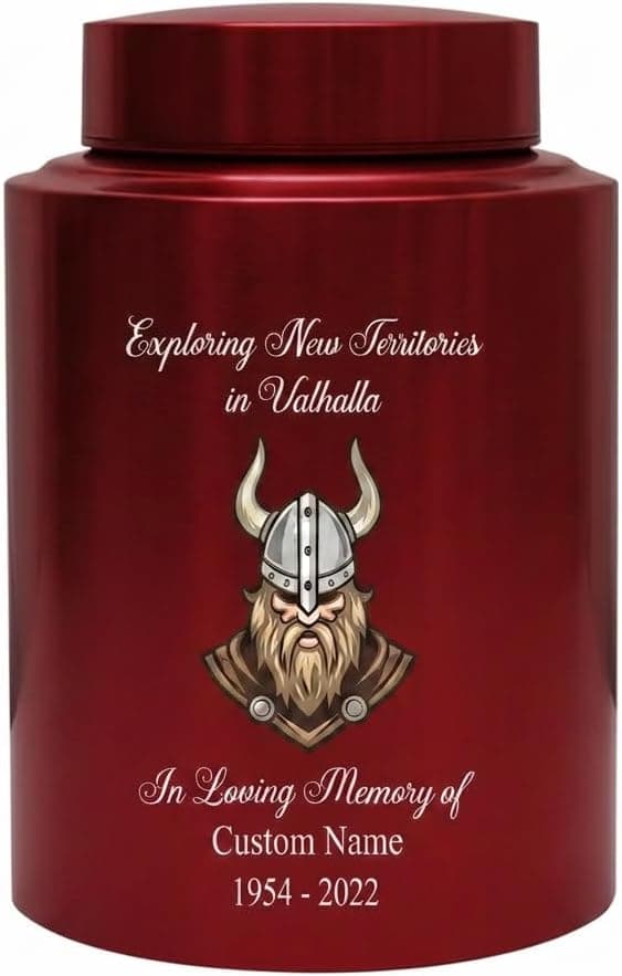 Personalized Valhalla Viking Nordic Runes Urn for Human Ashes, Exploring New Territories Norse Gift for Father Husband Brother, Memorial Keepsake Urn, Memorial Gift, in Loving Memory B0H1VSWJZL