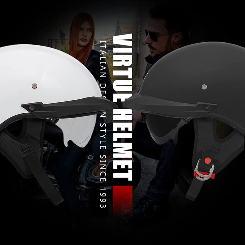 Motorcycle Half Helmet with Sun Visor Motorcycle Helmets for Men Women Helmet for Adult Scooter ATV Cruiser DOT Approved