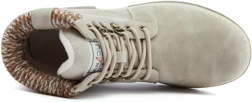 ANJOUFEMME Casual Winter Hiking Boots For Women - Womens Outdoor Snow Ankle Boots Waterproof Lightweight Lace up Fur Lined Walking Hiking Shoes