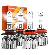 SEALIGHT 70000LM Super Bright H4 Bulbs, 6500K Cool White Fog Bulbs, 70000+ Hours Lifespan Powersport Bulbs with 15000RPM Cooling Fan, Plug-N-Play, Pack of 2
