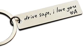 Key Chain Drive Safe I Love You Engraved Initial Personalized Gift for Husband Boyfriend B0CTSYJ3Z6