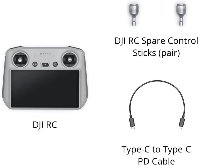 DJI RC, Remote Controller with Lightweight Body, FHD Screen, 4hr Battery, Precision Control Sticks, O3+ Transmission