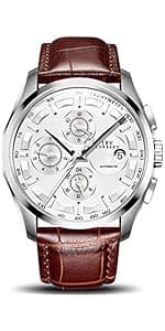 MASTOP Men's Classic Automatic Mechanical Day Calendar Luxury Leather Band Watch