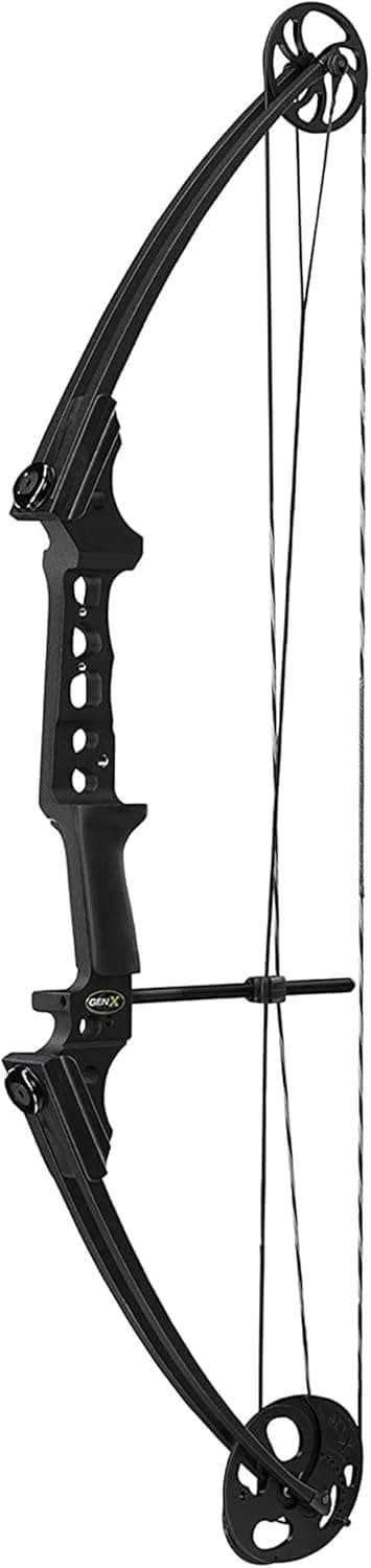 Genesis Gen-X Lightweight Compound Bow, Archery Hunting Bow for Adults w/Adjustable Riser, Cam Draw Weight, & Length, Draw Hand - Right, Black
