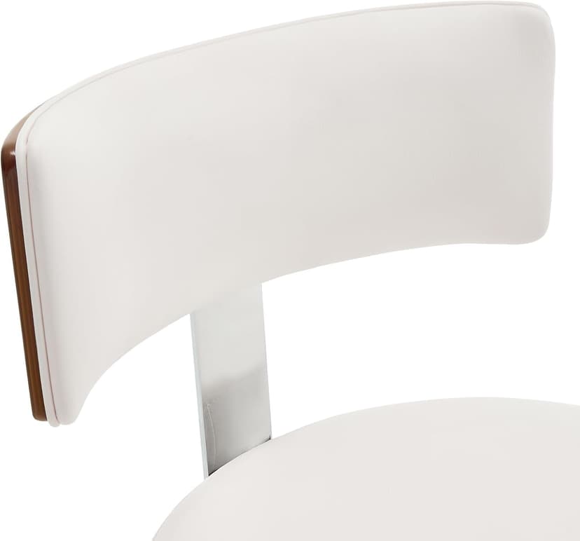Bekrvio Swivel Counter Height Bar Stools Set of 3, Faux Leather Kitchen Stools Upholstered Barstools with Back, Walnut Wood Legs, Mid Century Island Chairs Counter Stools, 26" Seat Height, White