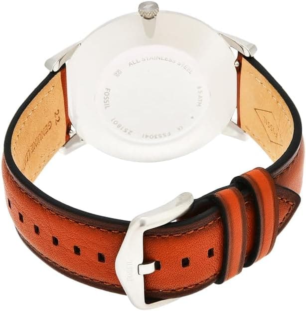 Fossil Men's Minimalist Quartz Stainless Steel and Leather Three-Hand Watch