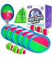 PlayZap Toss and Catch Ball Set Ultra Sturdy ABS - Valentine Gift for Toddlers Kids Teens Boys Girls 3-5 5-8 8-13+ Yrs - Baseball Toy Indoor Outdoor Yard Game & Beach/Pool Toy Set 4 Pack
