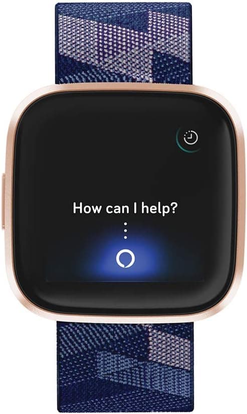 Fitbit Versa 2 Special Edition Health and Fitness Smart Watch with Heart Rate, Music, Alexa Built-In, Sleep and Swim Tracking, Navy and Pink Woven/Copper Rose, One Size (S and L Bands Included), 2.3